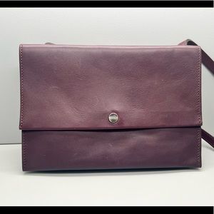Shinola Detroit Accordion Crossbody purse bag purple plum leather